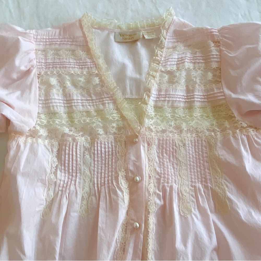 🌺SOLD🌺 Victoria’s Secret GOLD LABEL 90s Pink Prairie Maxi Gown Robe Renn Dress - Picture 5 of 9